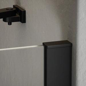 Porta doccia 160cm profili in alluminio nero opaco apertura libro a sinistra 90cm con parete fissa da 70cm vetro 8mm trasparente h195 | Fiji
