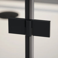 Porta doccia 180cm profili in alluminio nero opaco apertura libro a sinistra 90cm con parete fissa da 90cm vetro 8mm trasparente h195 | Fiji