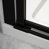 Porta doccia 170cm profili in alluminio nero opaco apertura libro a sinistra 80cm con parete fissa da 90cm vetro 8mm trasparente h195 | Fiji