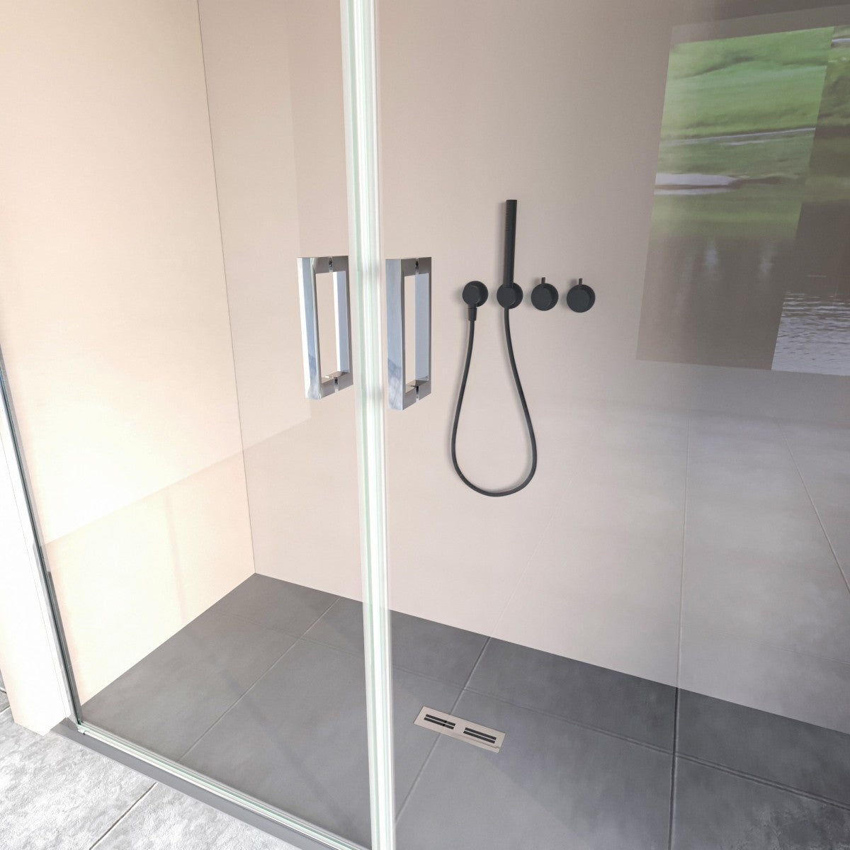 Porta doccia apertura saloon nicchia battente 6 mm h195 anticalcare salema, misura 155