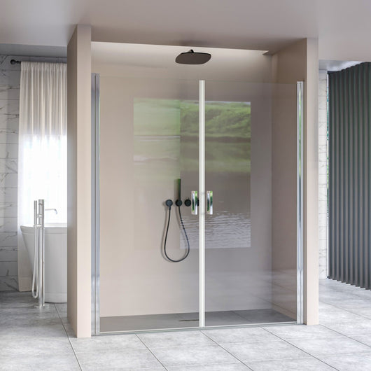 Porta doccia apertura saloon nicchia battente 6 mm h195 anticalcare salema, misura 170
