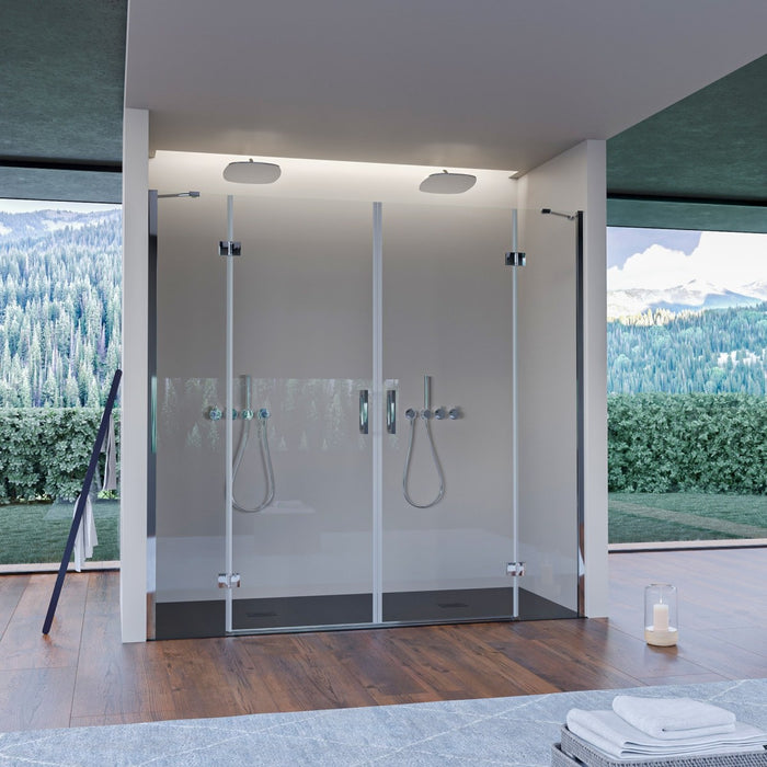 Porta doccia con due porte battenti trasparente 8mm regina, misura 190