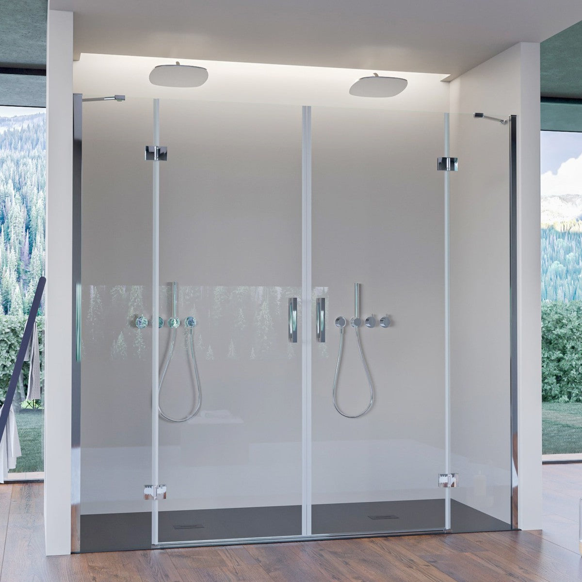 Porta doccia con due porte battenti trasparente 8mm regina, misura 260