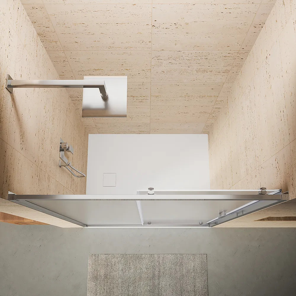 Nicchia doccia 145 cm scorrevole profili cromati vetro 6mm stampato h185 | Tonga