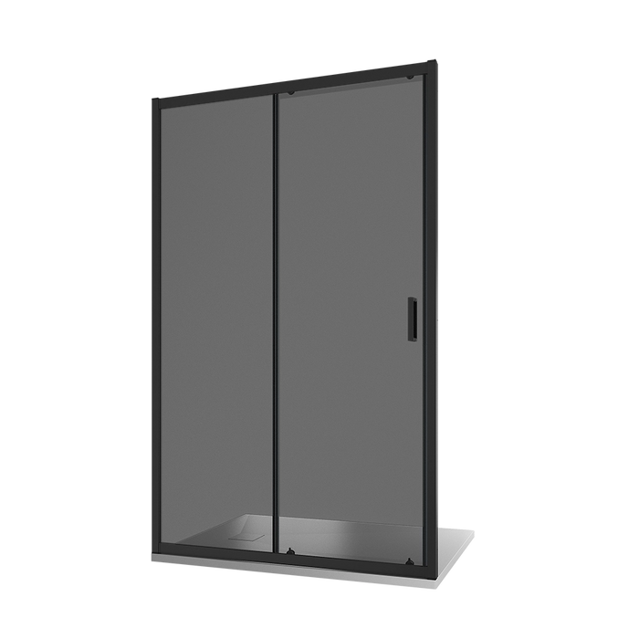 Nicchia doccia 135 cm scorrevole profili nero opaco vetro 6mm fumè h185 | Tonga