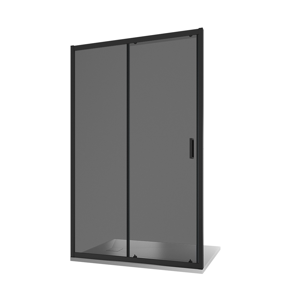 Nicchia doccia 130 cm scorrevole profili nero opaco vetro 6mm fumè h185 | Tonga