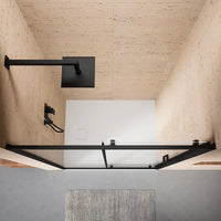 Nicchia doccia 100 cm scorrevole profili nero opaco vetro 6mm trasparente h185 | Tonga