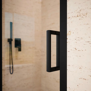 Nicchia doccia 130 cm scorrevole profili nero opaco vetro 6mm trasparente h185 | Tonga