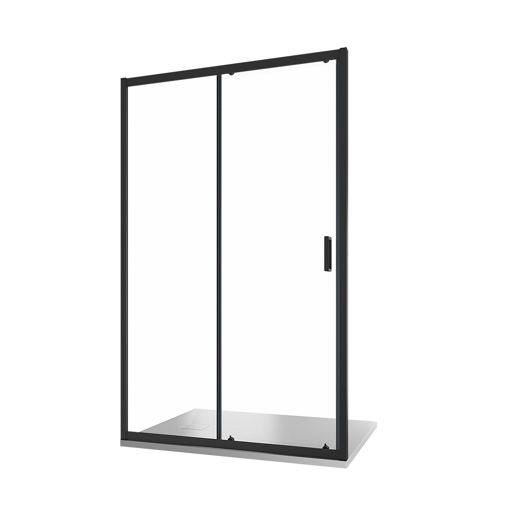 Nicchia doccia 125 cm scorrevole profili nero opaco vetro 6mm trasparente h185 | Tonga