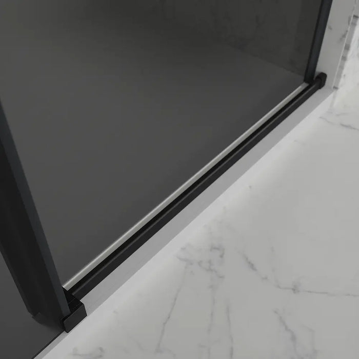 Porta doccia 100cm apertura scorrevole profili nero opaco vetro 8mm fumé h195 | Creta
