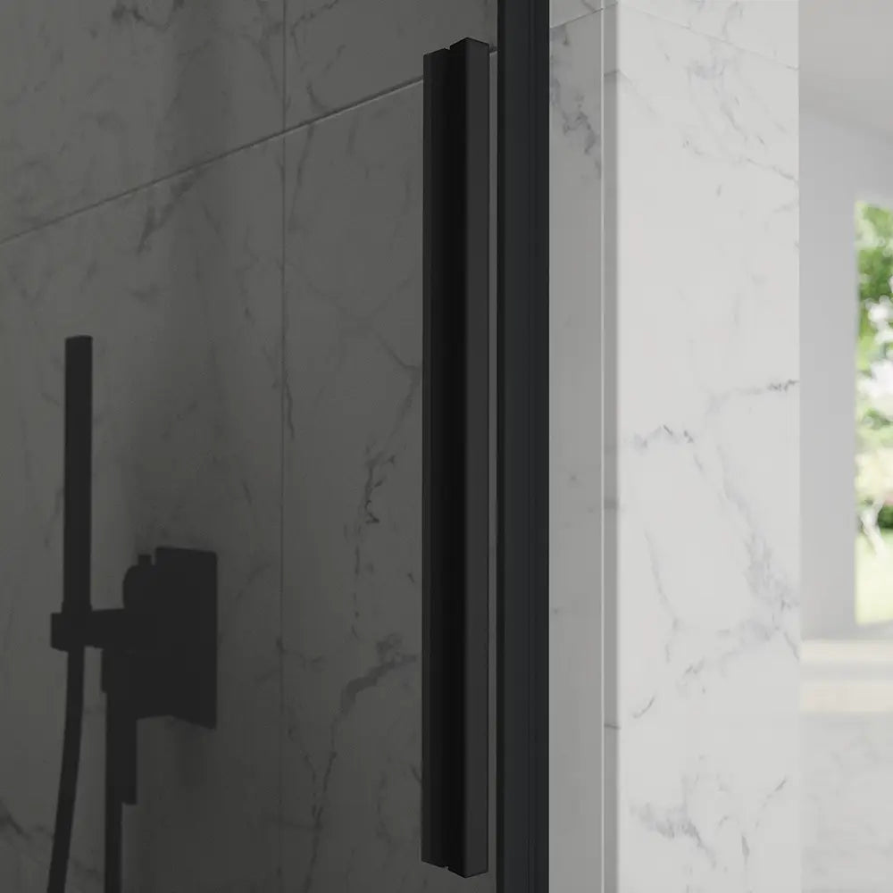 Porta doccia 100cm apertura scorrevole profili nero opaco vetro 8mm fumé h195 | Creta