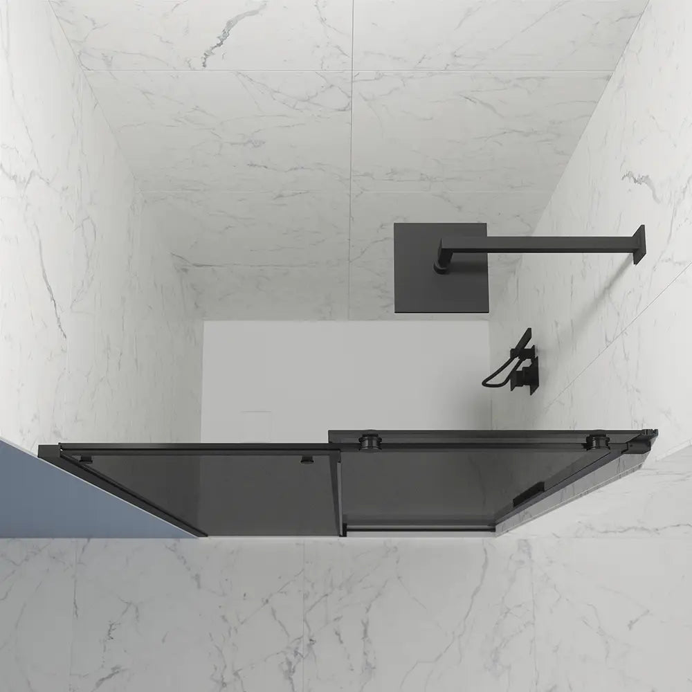 Porta doccia 100cm apertura scorrevole profili nero opaco vetro 8mm fumé h195 | Creta