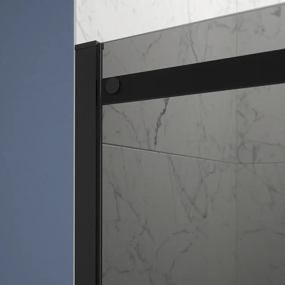 Porta doccia 100cm apertura scorrevole profili nero opaco vetro 8mm fumé h195 | Creta