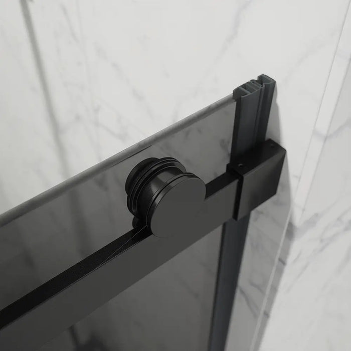 Porta doccia 100cm apertura scorrevole profili nero opaco vetro 8mm fumé h195 | Creta