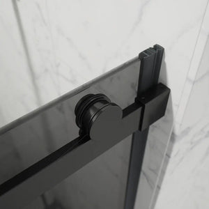 Porta doccia 110cm apertura scorrevole profili nero opaco vetro 8mm fumé h195 | Creta