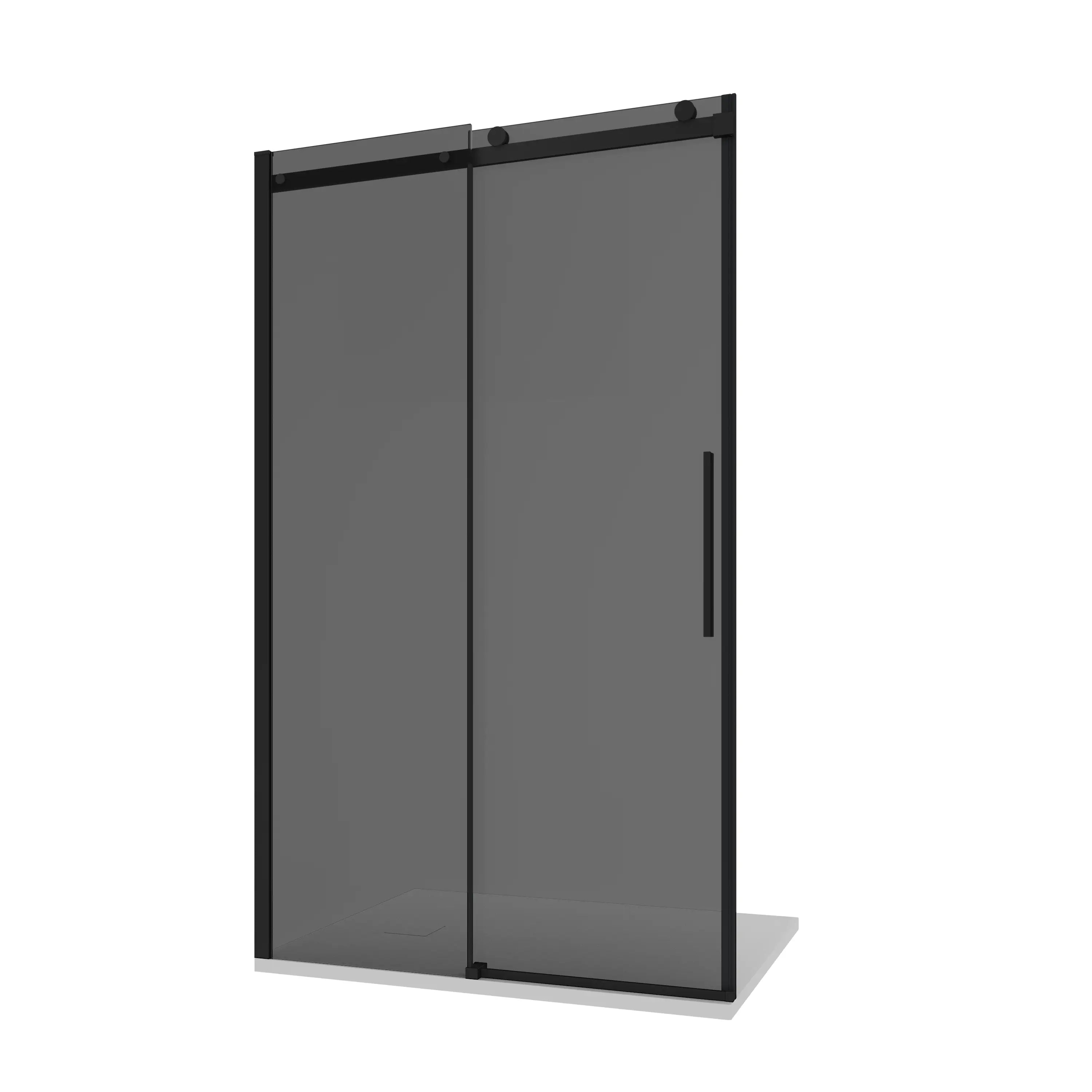 Porta doccia 110cm apertura scorrevole profili nero opaco vetro 8mm fumé h195 | Creta