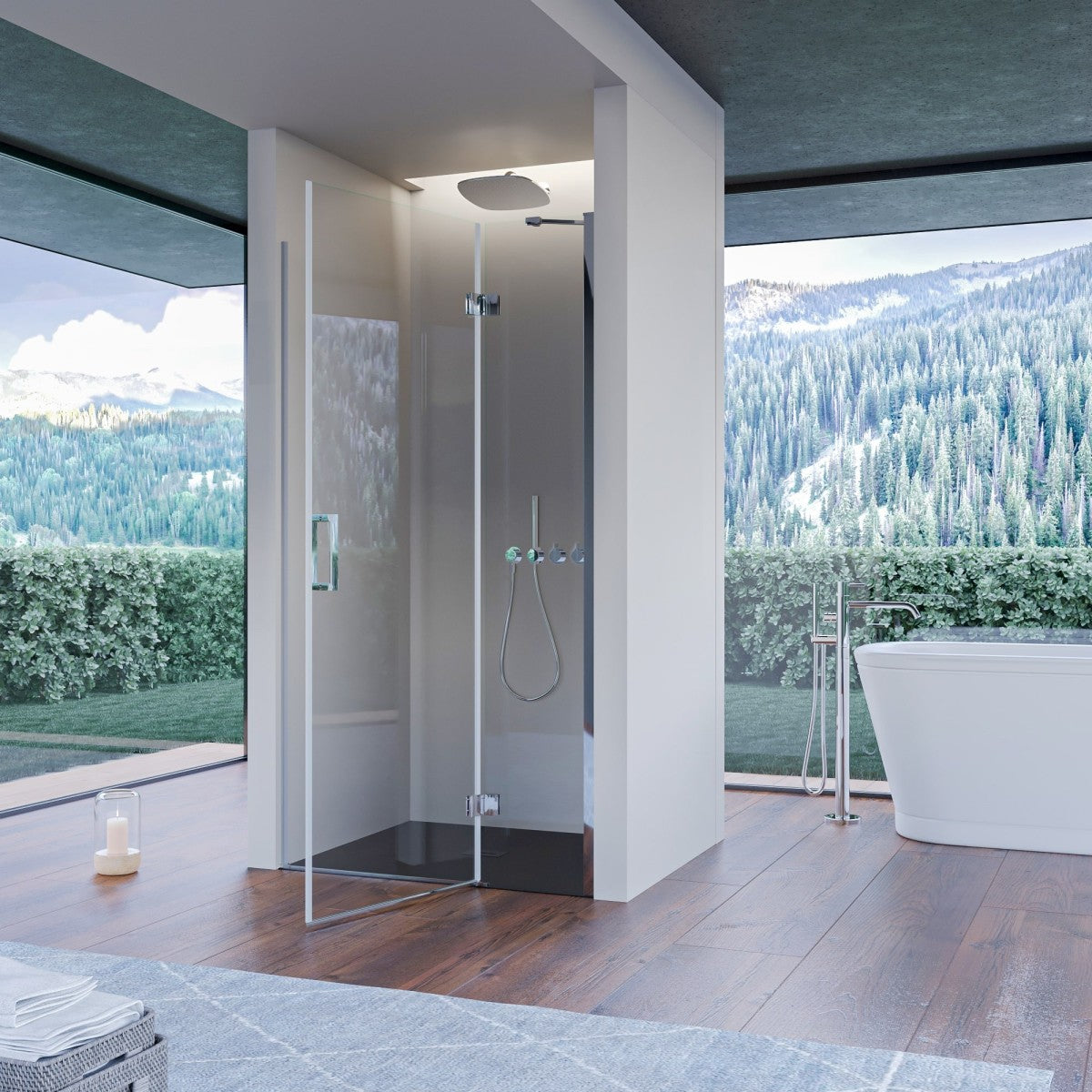 Porta doccia nicchia battente trasparente 8mm h195cm regina, misura 130