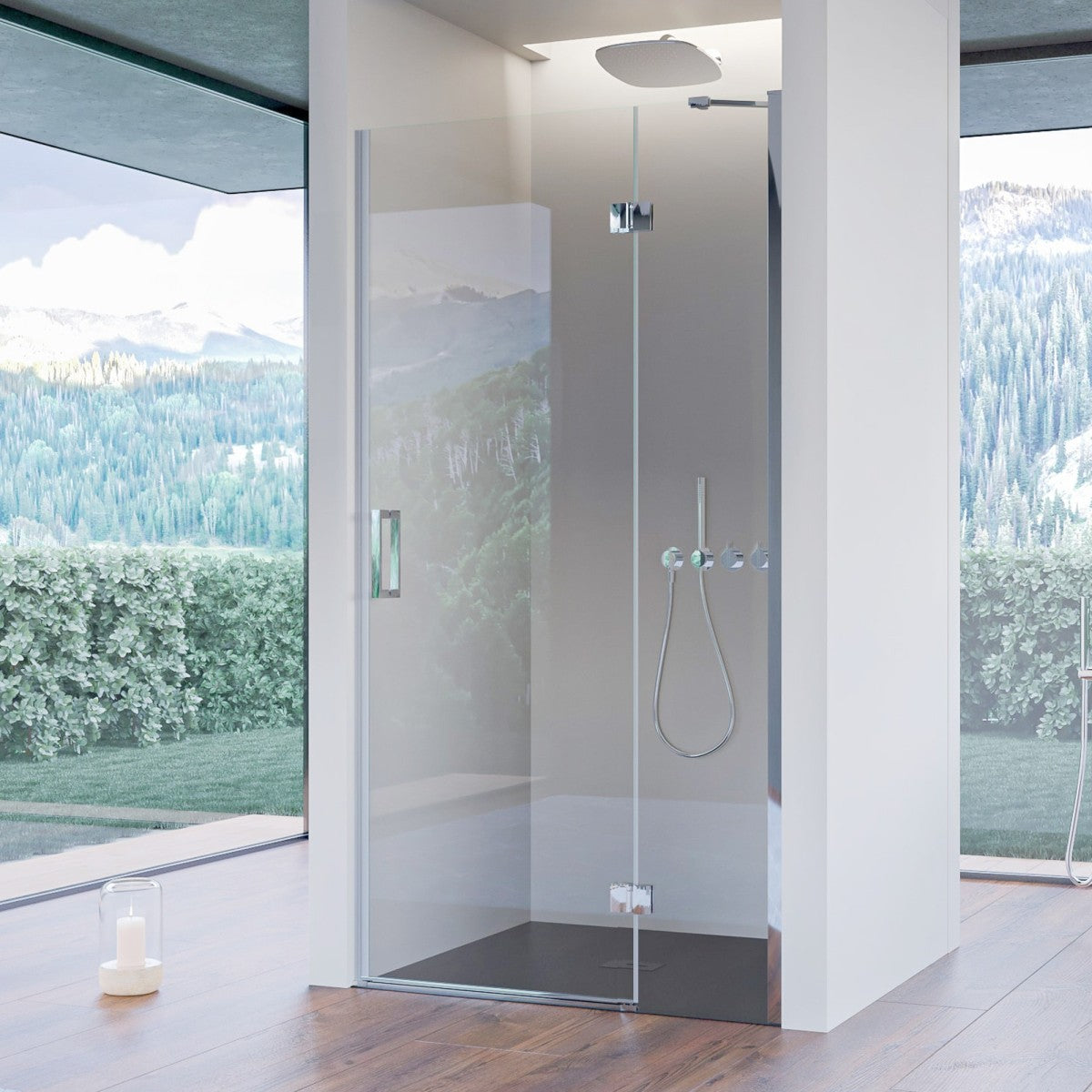 Porta doccia nicchia battente trasparente 8mm h195cm regina, misura 90