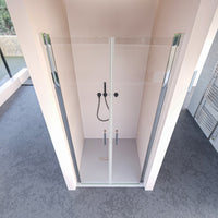 Porta doccia con due ante saloon in cristallo trasparente h195 6mm dobla, misura 120