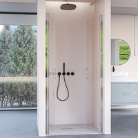 Porta doccia con due ante saloon in cristallo trasparente h195 6mm dobla, misura 80