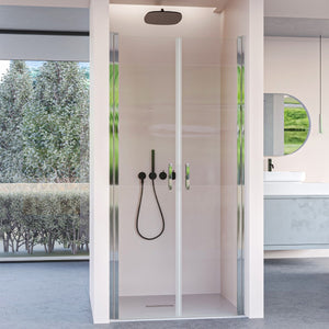 Porta doccia con due ante saloon in cristallo trasparente h195 6mm dobla, misura 120