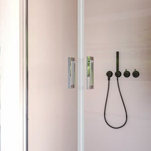 Porta doccia con due ante saloon in cristallo trasparente h195 6mm dobla, misura 90