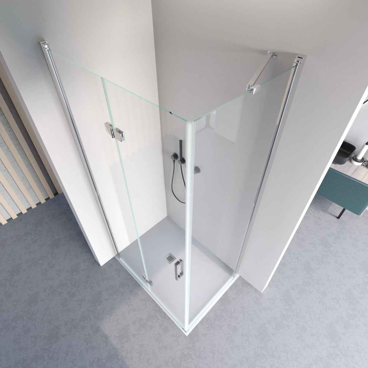 Porta doccia 2 lati porta pieghevole e lato fisso h195cm 6mm rea, misura 90x100