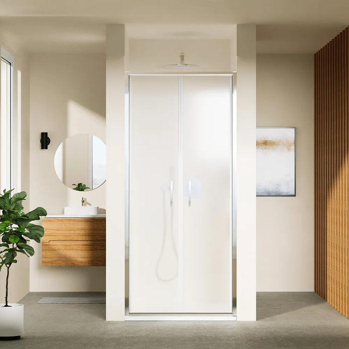 Porta doccia 100cm con apertura saloon profili slim cromati vetro 6mm opaco h190 | Portofino