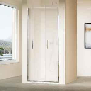 Porta doccia 80cm con apertura saloon profili slim cromati vetro 6mm opaco h190 | Portofino