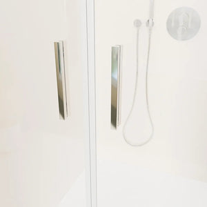 Porta doccia 80cm con apertura saloon profili slim cromati vetro 6mm trasparente h190 | Portofino