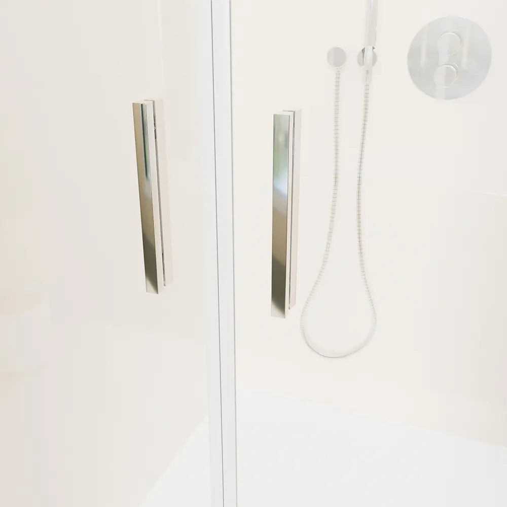 Porta doccia 70cm con apertura saloon profili slim cromati vetro 6mm trasparente h190 | Portofino