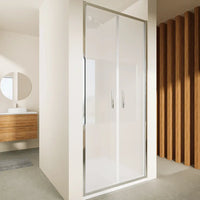 Porta doccia 80cm con apertura saloon profili slim cromati vetro 6mm trasparente h190 | Portofino