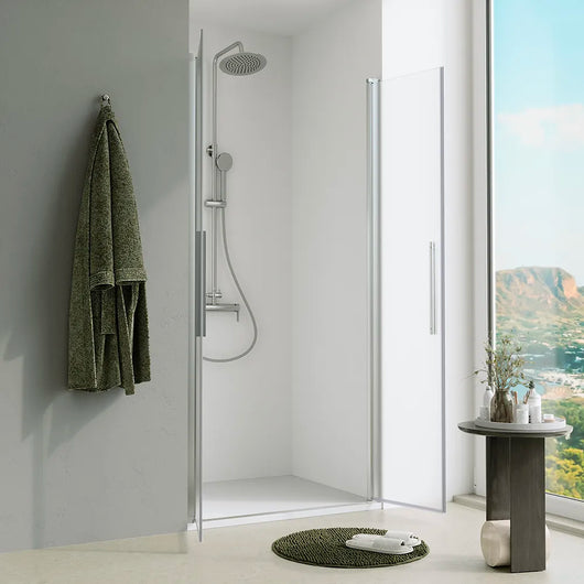 Porta doccia 90cm apertura saloon con profili cromati e vetro da 6mm opaco h195 | Elba