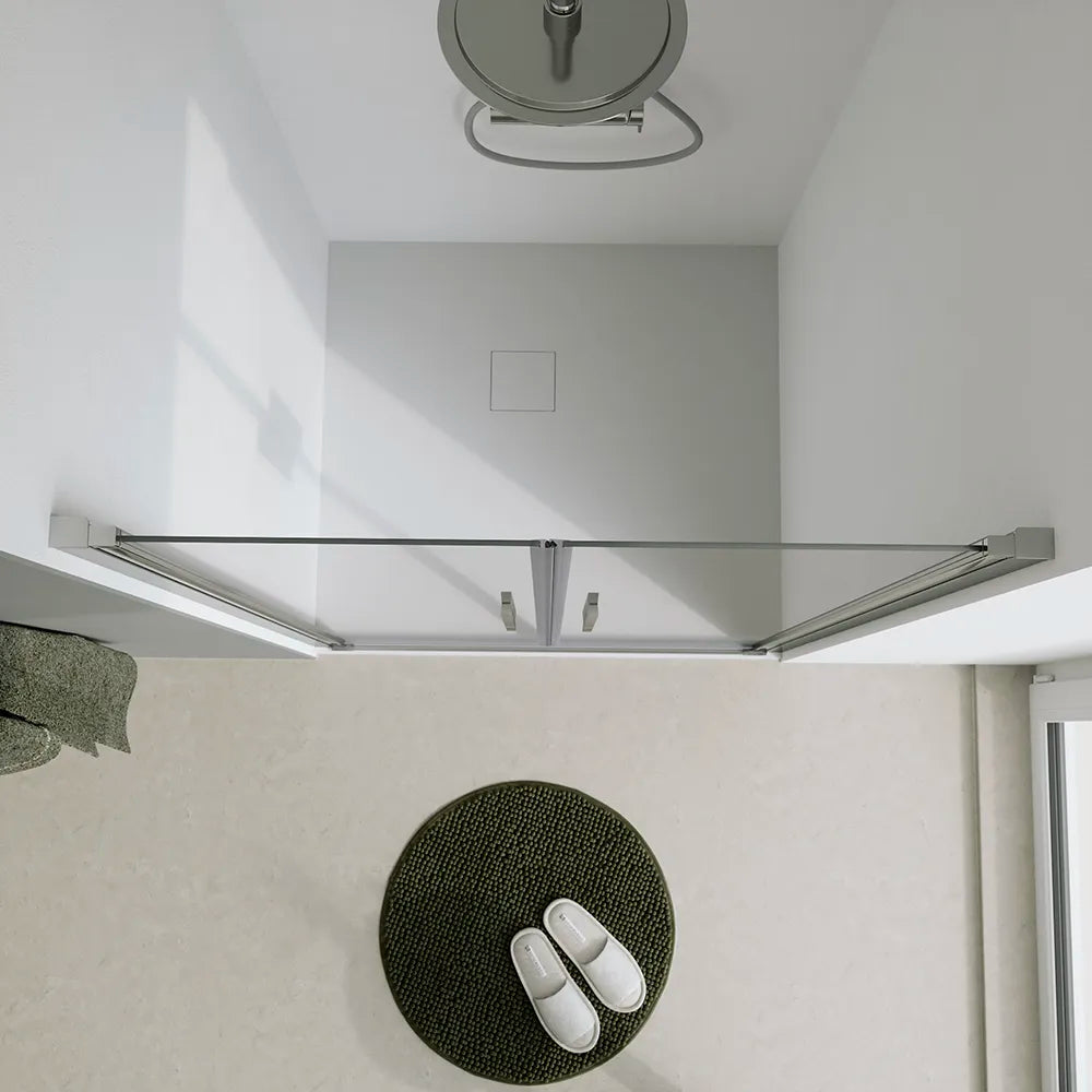 Porta doccia 80cm apertura saloon con profili cromati e vetro da 6mm trasparente h195 | Elba