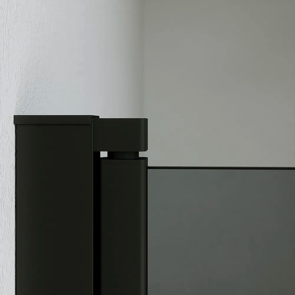 Porta doccia 70cm apertura saloon con profili nero opaco e vetro da 6mm fumè h195 | Elba