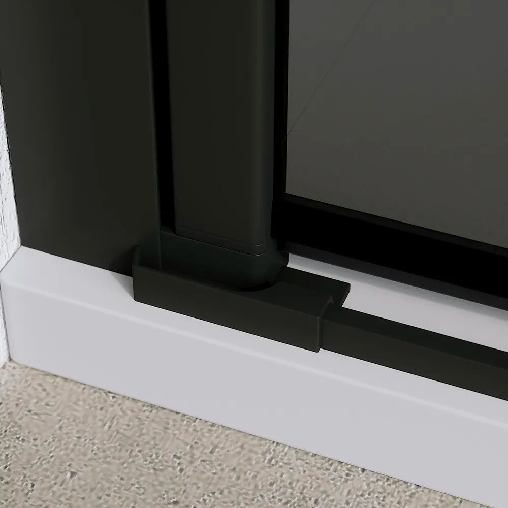 Porta doccia 70cm apertura saloon con profili nero opaco e vetro da 6mm fumè h195 | Elba