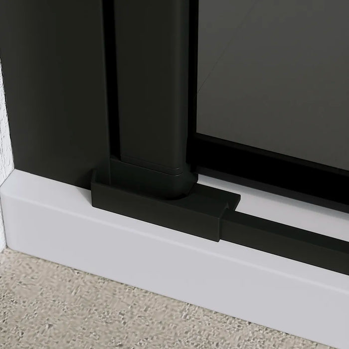 Porta doccia 100cm apertura saloon con profili nero opaco e vetro da 6mm fumè h195 | Elba