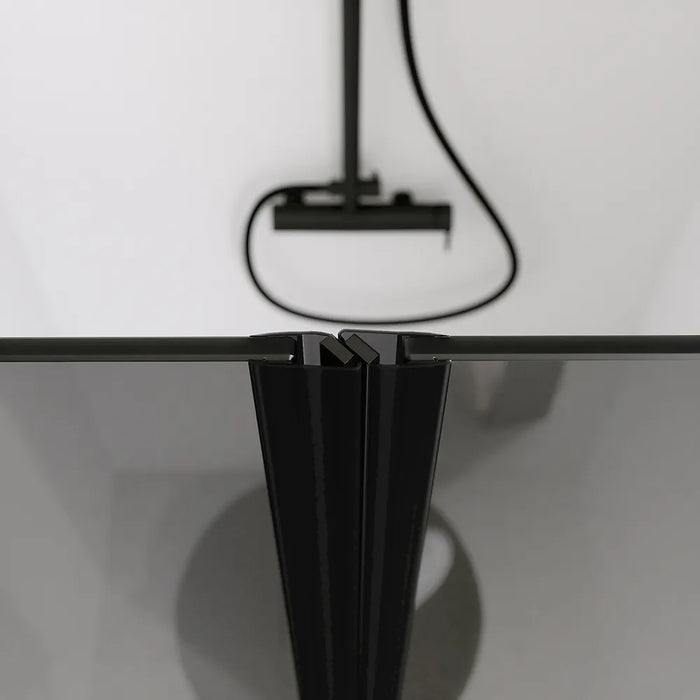 Porta doccia 100cm apertura saloon con profili nero opaco e vetro da 6mm fumè h195 | Elba