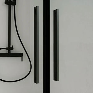 Porta doccia 70cm apertura saloon con profili nero opaco e vetro da 6mm trasparente h195 | Elba