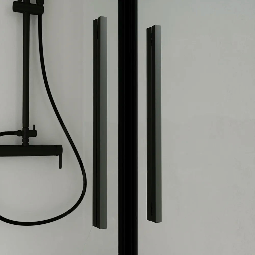 Porta doccia 120cm apertura saloon con profili nero opaco e vetro da 6mm trasparente h195 | Elba