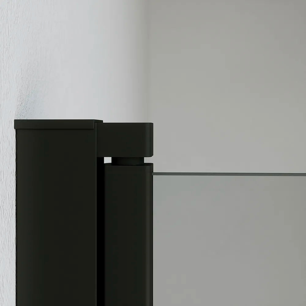 Porta doccia 70cm apertura saloon con profili nero opaco e vetro da 6mm trasparente h195 | Elba
