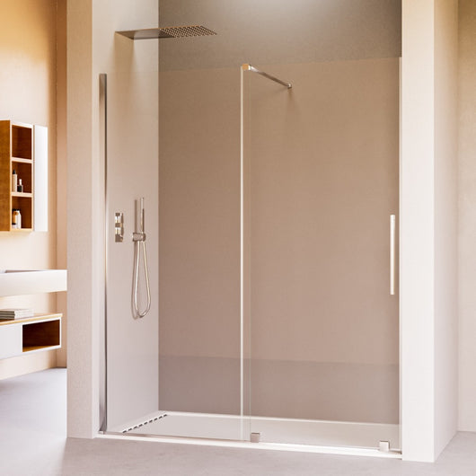 Porta doccia scorrevole 8mm h200 senza profili brenta, misura 140