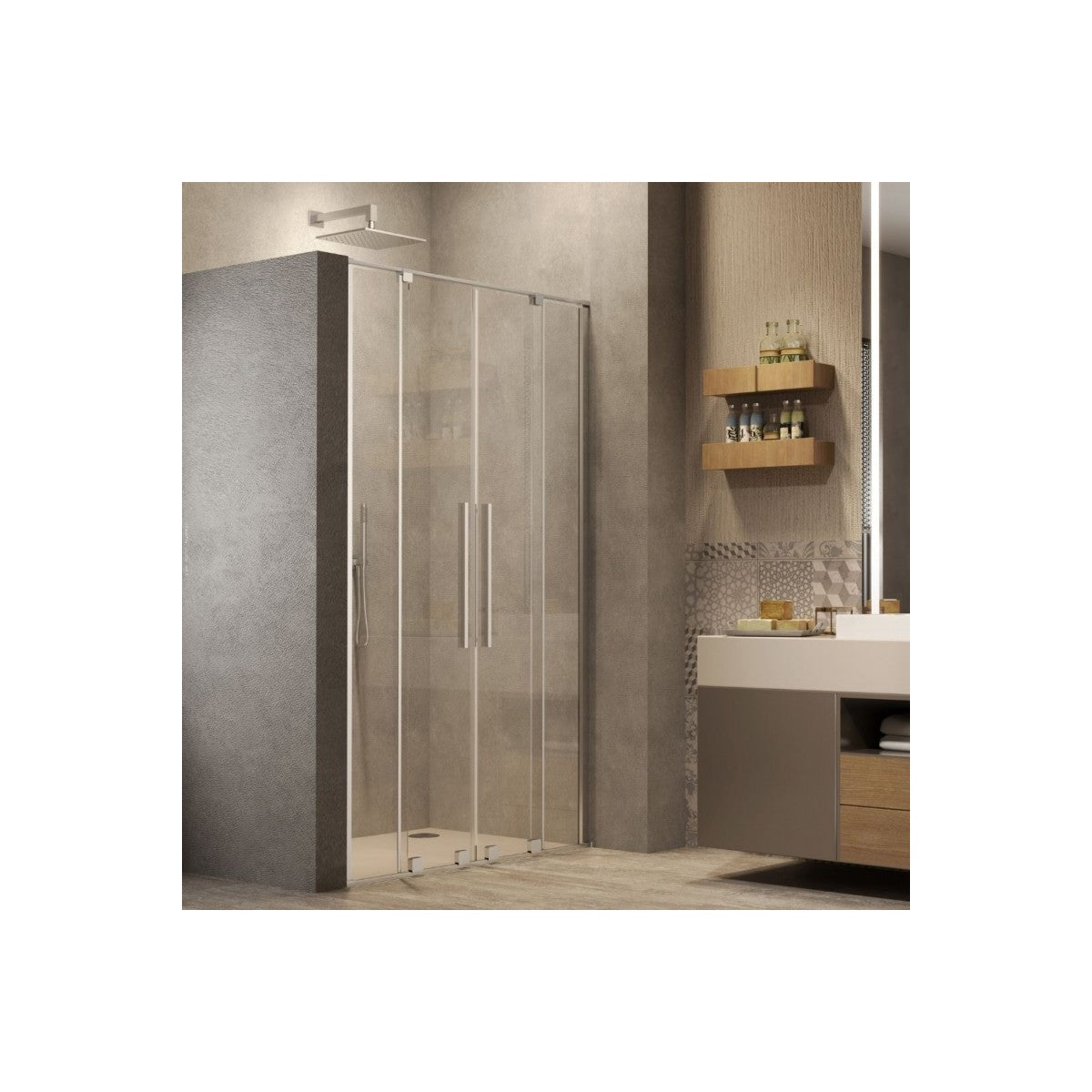 Porta doccia scorrevole con ingresso centrale filanta double, dimensioni 120cm