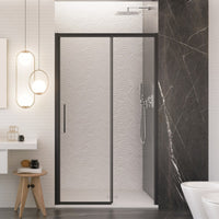 Porta doccia scorrevole con profili neri cristallo 6mm h195 anticalcare lagoa, misura 100