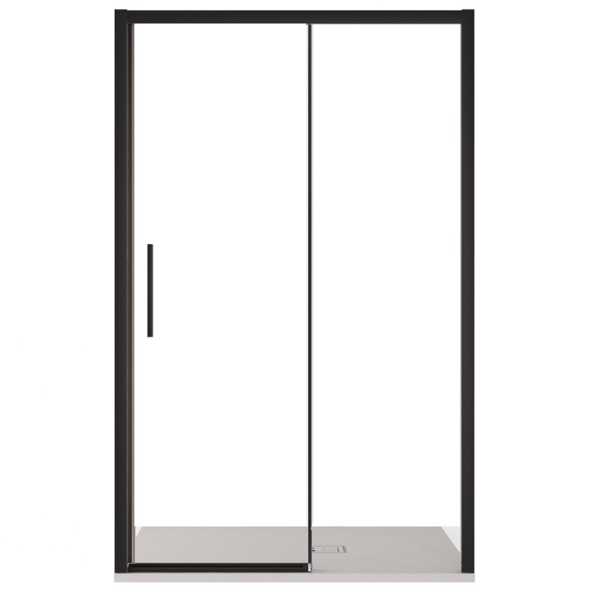 Porta doccia scorrevole con profili neri cristallo 6mm h195 anticalcare lagoa, misura 140