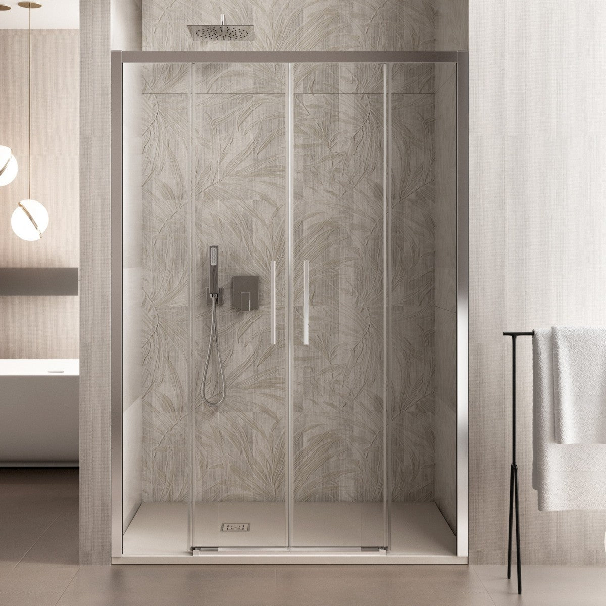 Porta doccia scorrevole ingresso centrale 6mm h195 anticalcare lagoa, misura 170