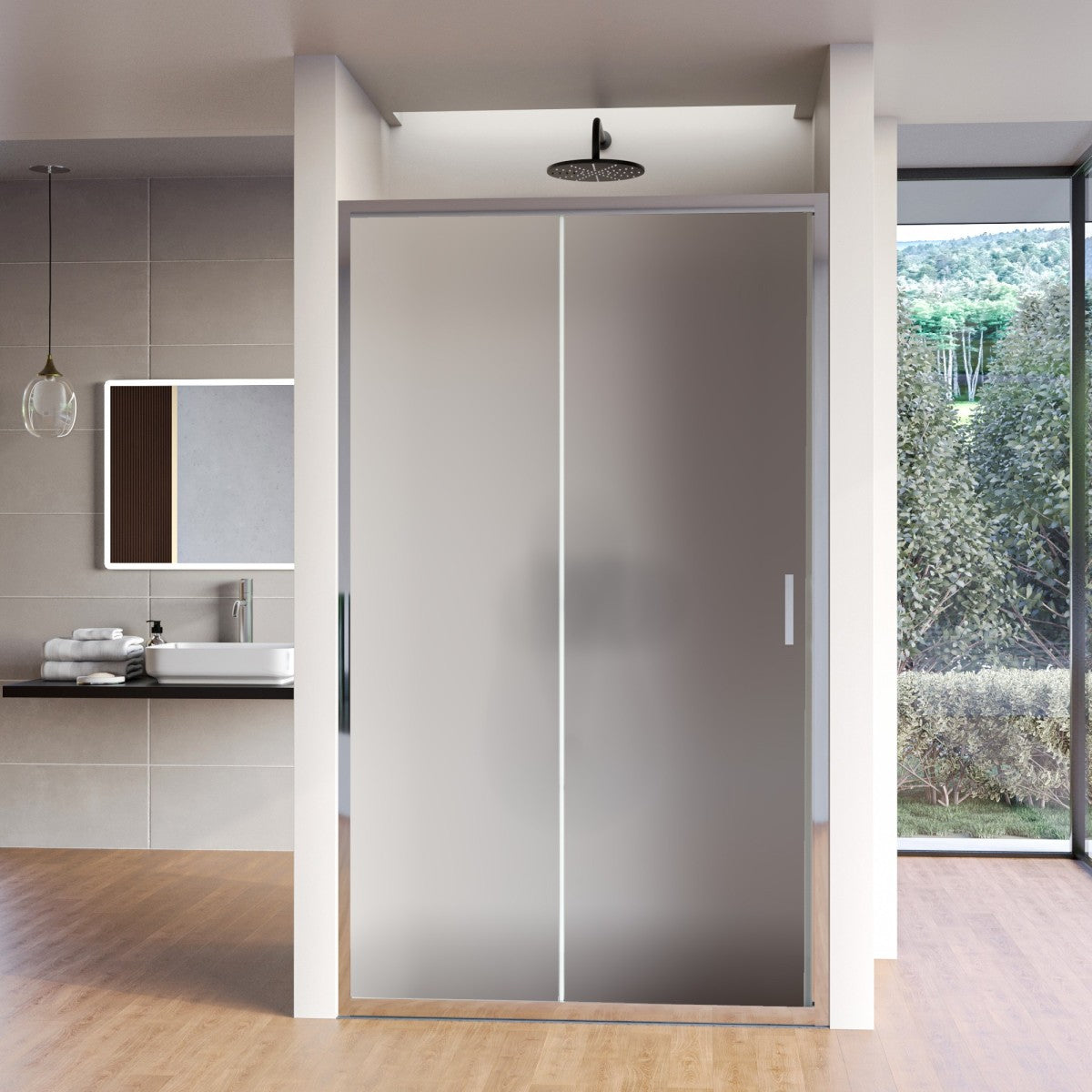 Porta doccia apertura scorrevole opaca 6mm h195 agata, misura 104