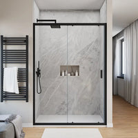 Porta doccia 110 cm scorrevole profili nero opaco vetro 6mm trasparente h190 | Sicily