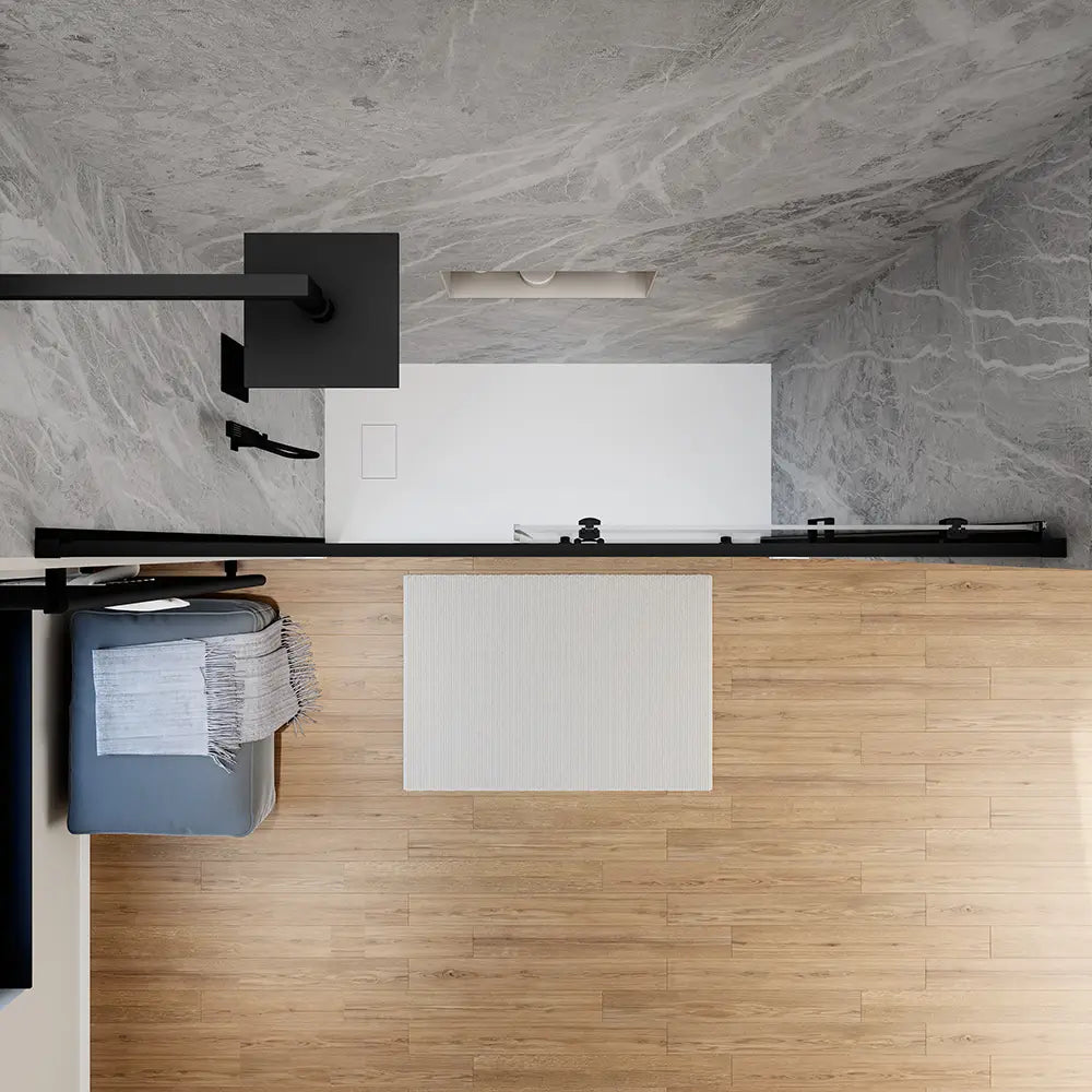 Porta doccia 110 cm scorrevole profili nero opaco vetro 6mm trasparente h190 | Sicily