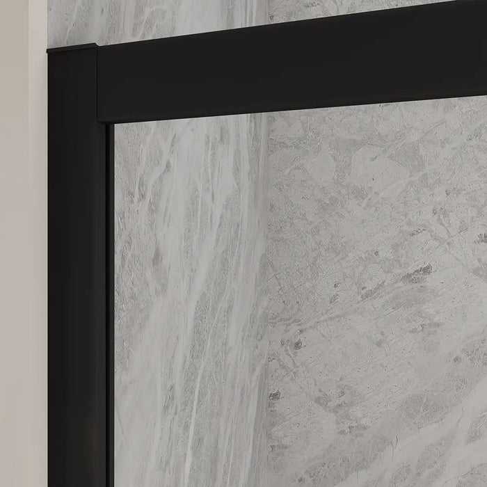 Porta doccia 100 cm scorrevole profili nero opaco vetro 6mm trasparente h190 | Sicily